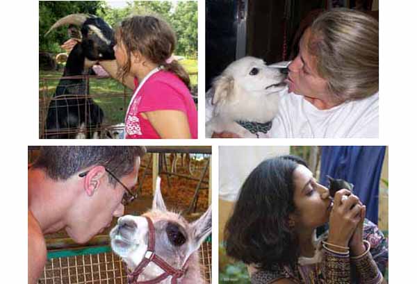 Photographs of people Kissing animals on the mouth